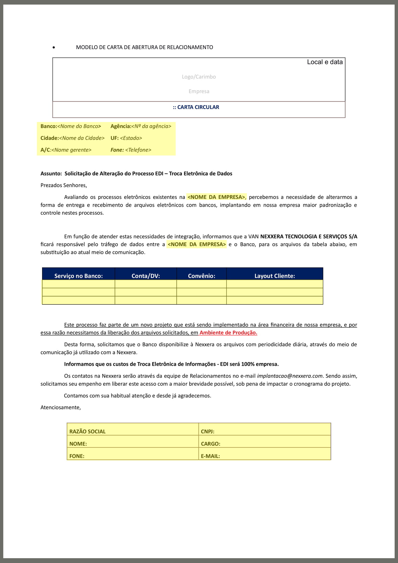 Carta de Transmissão Automática